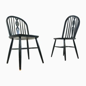 Ebonized Dining Chairs from Ercol, 1950s, Set of 8