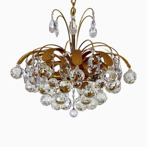 Brass and Crystal Chandelier from Palwa, 1960s