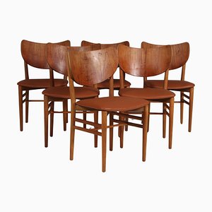 Dining Chairs in Teak and Oak by Erik Wørts, Denmark, 1950s, Set of 6