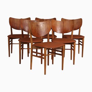 Esszimmerstühle aus Teak & Eiche von Erik Wørts, Dänemark, 1950er, 6er Set