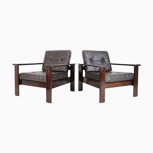 Set of Scandinavian Leather Armchairs, 1960s