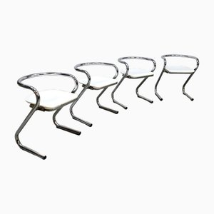 Swedish Chrome Dining Chairs by Borge Lindau for Bo Lindekrantz, 1970s, Set of 4