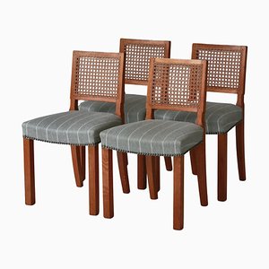 Scandinavian Modern Dining Chairs in Oak and Cane in the Style of Kaare Klint, 1940s, Set of 4