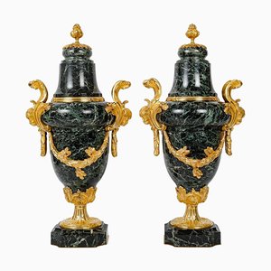 Vergoldete Bronze & Marmor Cassolettes, 19. Jh., 2er Set