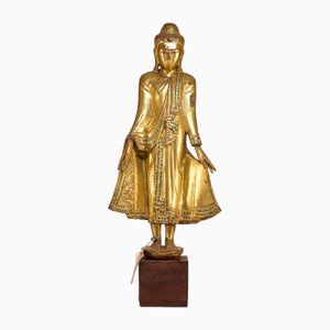 Burmesischer Künstler, Mandalay Buddha Skulptur, 1890er, Vergoldetes Holz