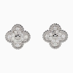 Alhambra White Gold Earrings with Diamonds, Set of 2