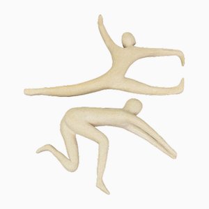 Studio Pottery Stoneware Sculptures of Expressive Human Forms, Set of 2