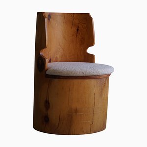 Brutalistischer Wabi-Sabi Skulpturaler Geschnitzter Stump Chair aus Kiefernholz, Schweden, 1970er