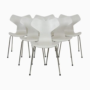 Chaises Grandprix Grises par Arne Jacobsen, Set de 6