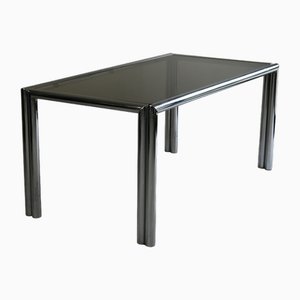 Chrome and Smoked Glass Dining Table