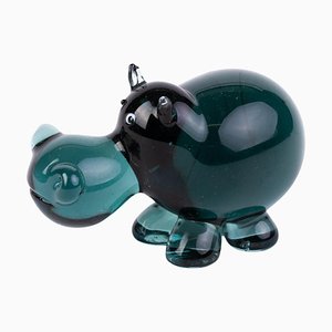 Venetian Murano Glass Hippo Sculpture