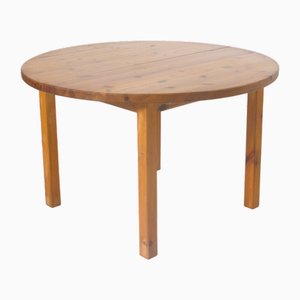 Round Pine Extendable Dining Table, 1970s
