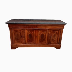 Louis Philippe Sideboard in Walnut & Gray Marble, 19th Century