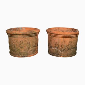 Italian Victorian Decorative Terracotta Jardinieres, 1890s, Set of 2