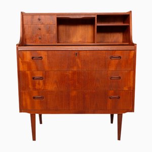 Secretaire vintage in teak con specchio