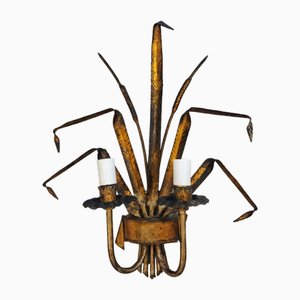 Gilt Iron Wall Light with Vegetable Motifs, Spain, 1950s