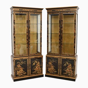 Georgian Style Lacquered Chinoiserie Bookcases, 1970s, Set of 2