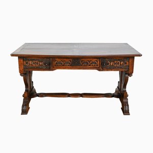 Early 20th Century Neogothic Oak Office Table, 1890s