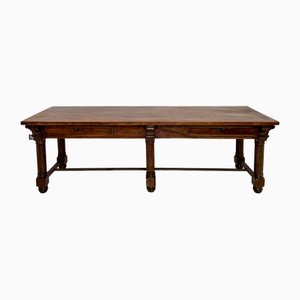 Large Antique Italian Dining Table in Walnut, 1880s