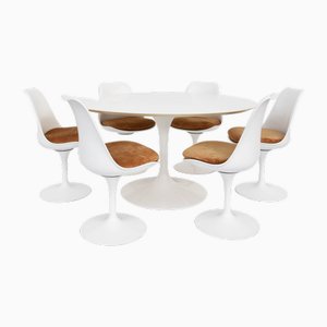 Tulip Table and Swivel Chairs by Ero Saarinen for Knoll International, 1970s, Set of 7