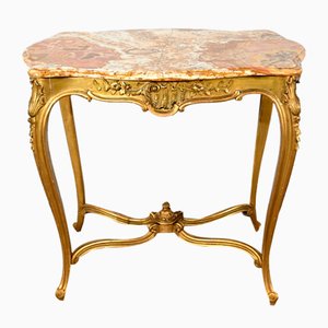 Small End of 19th Century Louis XV Medium Table in Gilded Wood