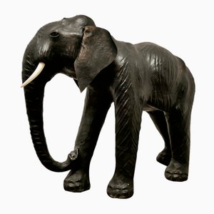 Maquette d'Éléphant Taureau Arts and Crafts en Cuir, 1930s