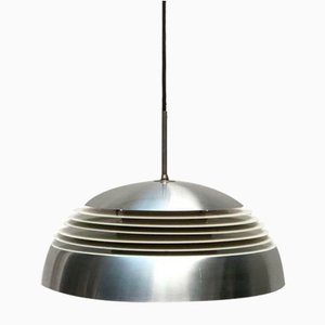 Mid-Century German Space Age Aluminum and Glass Pendant Lamp from Doria, 1960s