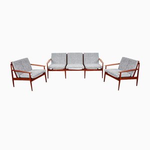 Mid-Century Vintage Teak Sofa & Armchairs by Arne Vodder for Glostrup, 1960s, Set of 3