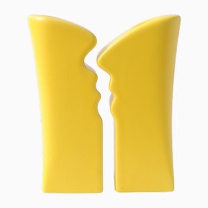 Postmoderne Gelbe Keramik Kerzenhalter von ASA, 1980er, 2er Set