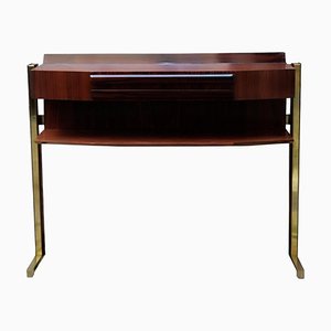 Wood and Brass Console, Italy, 1950s
