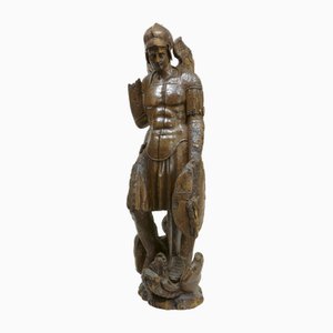 Figurine Gothique en Chêne Sculpté, 17ème Siècle