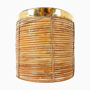 Italian Copper and Bamboo Trash Can, 1960s