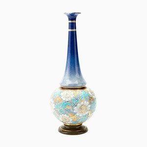 Emaillierte Steingut Vase aus dem 19. Jh. von Doulton Lambeth