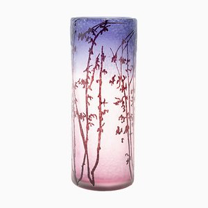 Acid Etched Purple Cameo Glass Vase