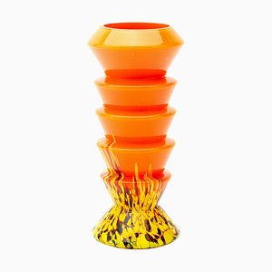 Art Deco Tango Splatter Glass Layered Vase from Kralik Ernst Steinwald