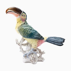 Fine Porcelain Polychrome Toucan Exotic Bird Sculpture from Karl Ens
