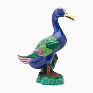 Polychrome Porcelain Mallard Duck from Crown Staffordshire, Early 20th Century
