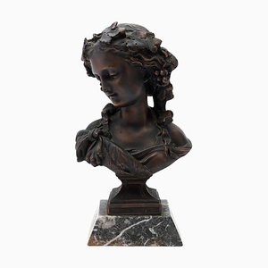 After August Joseph Peiffer, Bust of a Young Woman, Bronze
