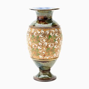 Emaillierte Vase aus Steingut von Doulton Lambeth, 19. Jh.