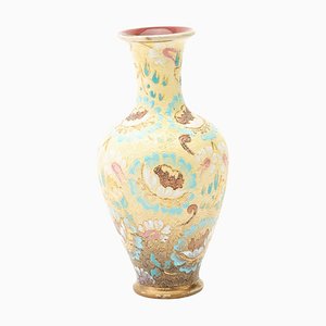 Emaillierte Vase aus Steingut von Doulton Lambeth, 19. Jh.