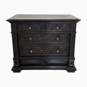 Commode à Tiroirs Noire Antique, 1880