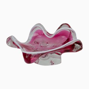 Cuenco artístico vintage de vidrio rosa de Josef Hospodka, años 60