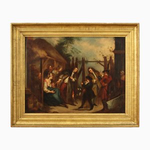 Artista inglés, Escena de género, siglo XVIII, óleo sobre lienzo, Enmarcado
