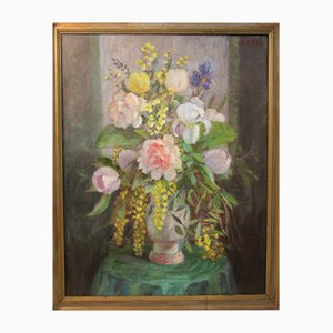Augusta Thejll Clemmensen, Bouquet in a Vase, 1930, Oil on Canvas, Framed