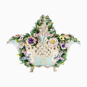 Grand Panier Fleuri en Porcelaine de Meissen, Allemagne, 1800s