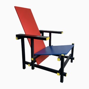 Vintage Sessel in Rot & Blau von Gerrit Thomas Rietveld, 1970er