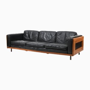 Danish Oak and Leather Sofa, 1960s