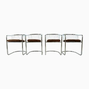 Vintage Chrome Cantilever Dining Chairs, 1970s, Set of 4