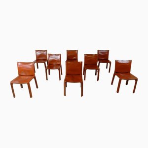 Red Leather Dining Chairs by Mario Bellini for Cassina, Italy, 1970s, Set of 8