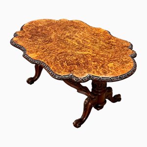 Victorian Burr Walnut Shaped Coffee Table, 1860